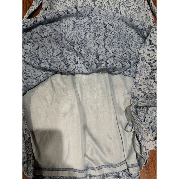 NEW Boohoo Womens 4 Lace Plunge Midi Dress Ruffle Sleeve Skater Teal Blue Party - Picture 8 of 9